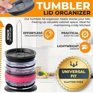 Tumbler Lid Organizer with Black Accent